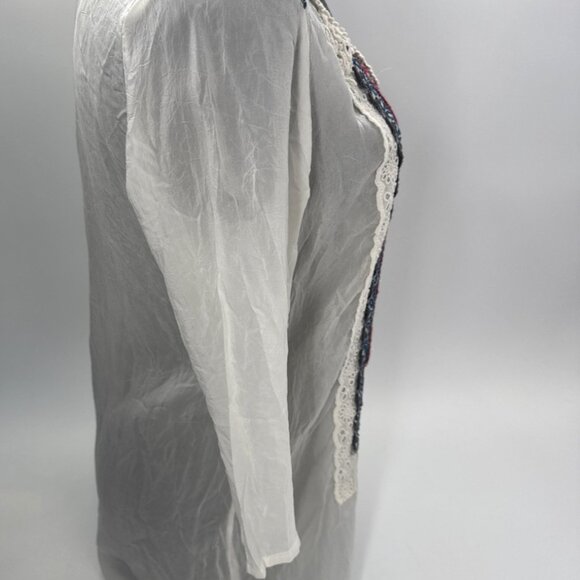 JOHNNY WAS Tunic Top Womens Small Embroidered Rayon Floral Sheer Bethanie - Picture 5 of 16